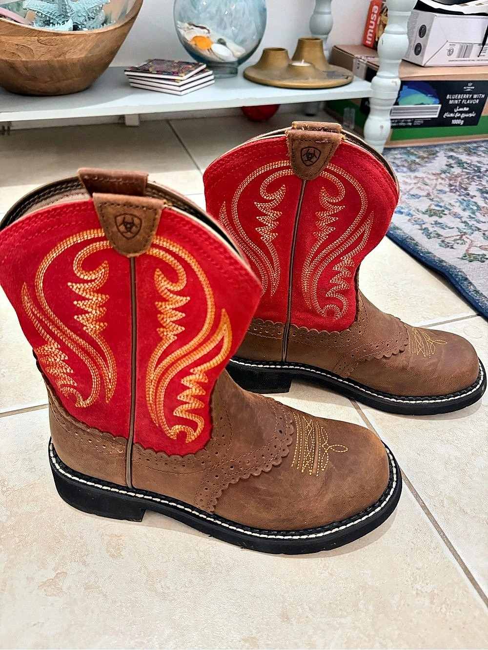 Ariat Fatbaby Western Boots Brown & Red